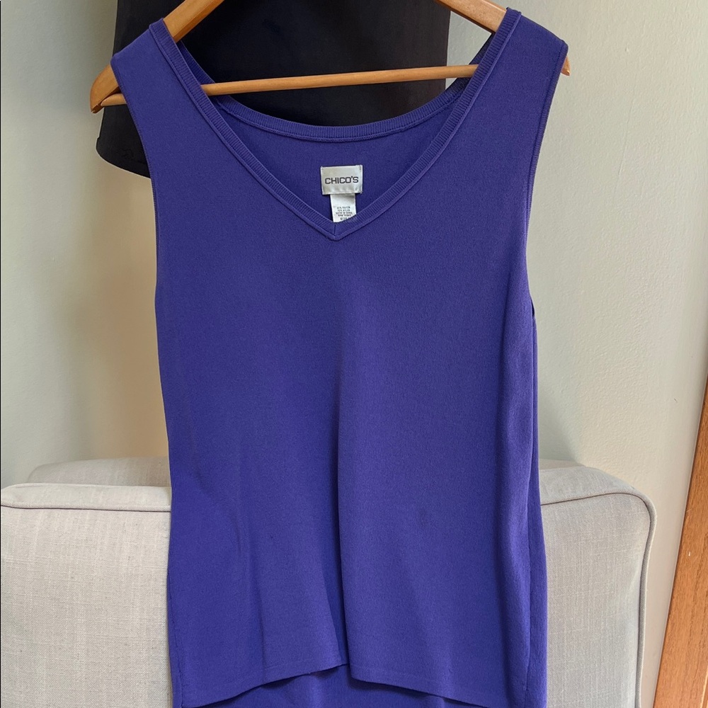 Chico's V-Neck Purple knit Tank Top Chico’s Size 2 - Picture 2 of 4